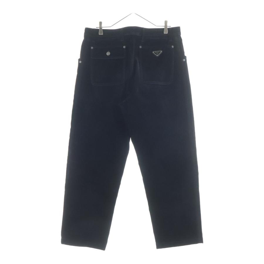 【美品】PRADA プラダ パンツスラックス トライアングルロゴ 46 PRADA（プラダ） トライアングルロゴ ベルベット ジーンズ トラウザー