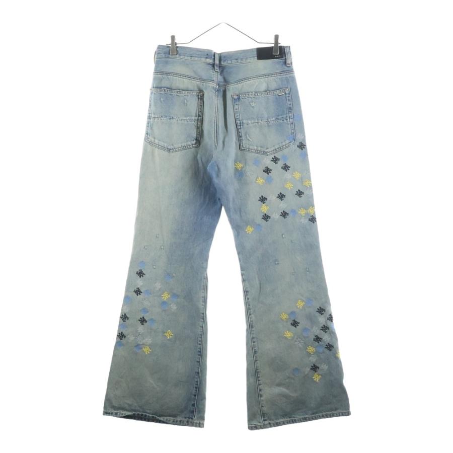 AMIRI刺繍 ダメージデニムパンツ AMIRI（アミリ） 25SS MA QUAD EMBROIDERED FLARE / IND ロゴ刺繍