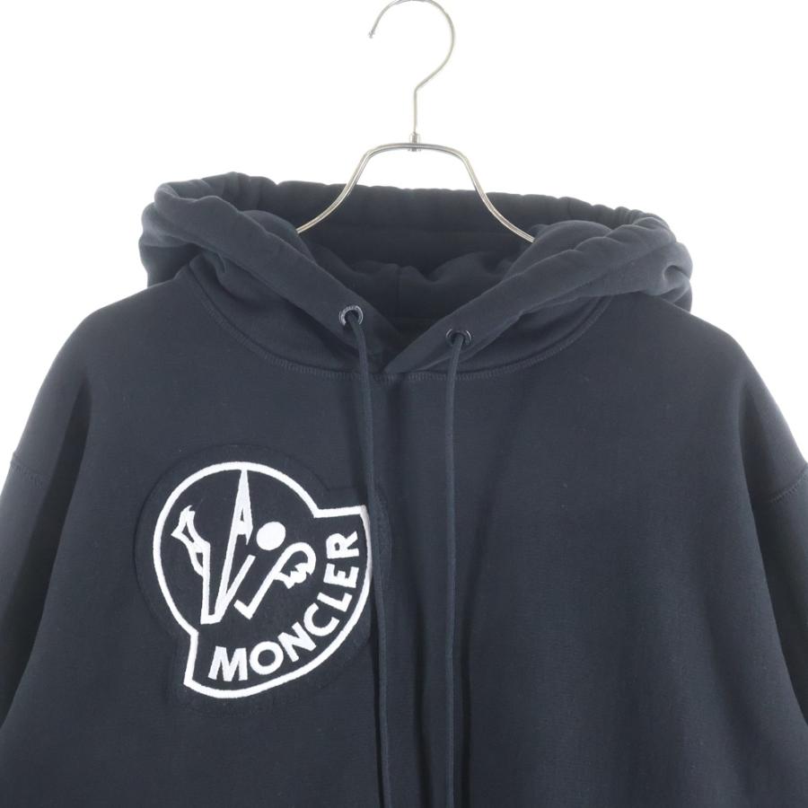 【美品✨】モンクレール フラグメント パーカー ジーニアス 黒 L ワッペンロゴ MONCLER（モンクレール） GENIUS MAGLIA CON CAPPUCCIO 裏起毛ロゴ