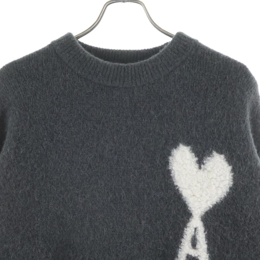 ami paris アミパリス ハートロゴ クルーネックニットセーター グレー