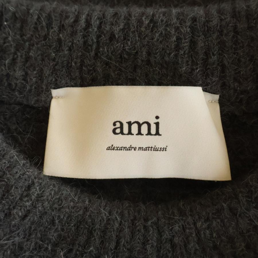 ami paris アミパリス ハートロゴ クルーネックニットセーター グレー