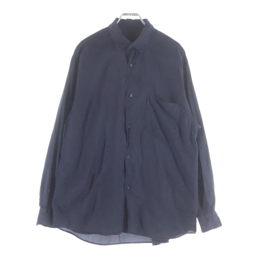 COMOLI（コモリ） 21SS 杢シルク シャツ 長袖シャツ ネイビー T01 