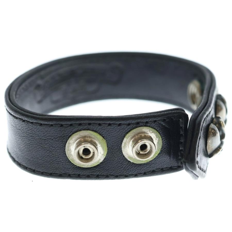 確実正規品CHROME HEARTS 3BTN 2SNPクロスレザーブレスレット CHROME HEARTS 3BTN 2SNP LEATHER BRACELET クロムハーツ クロスボール