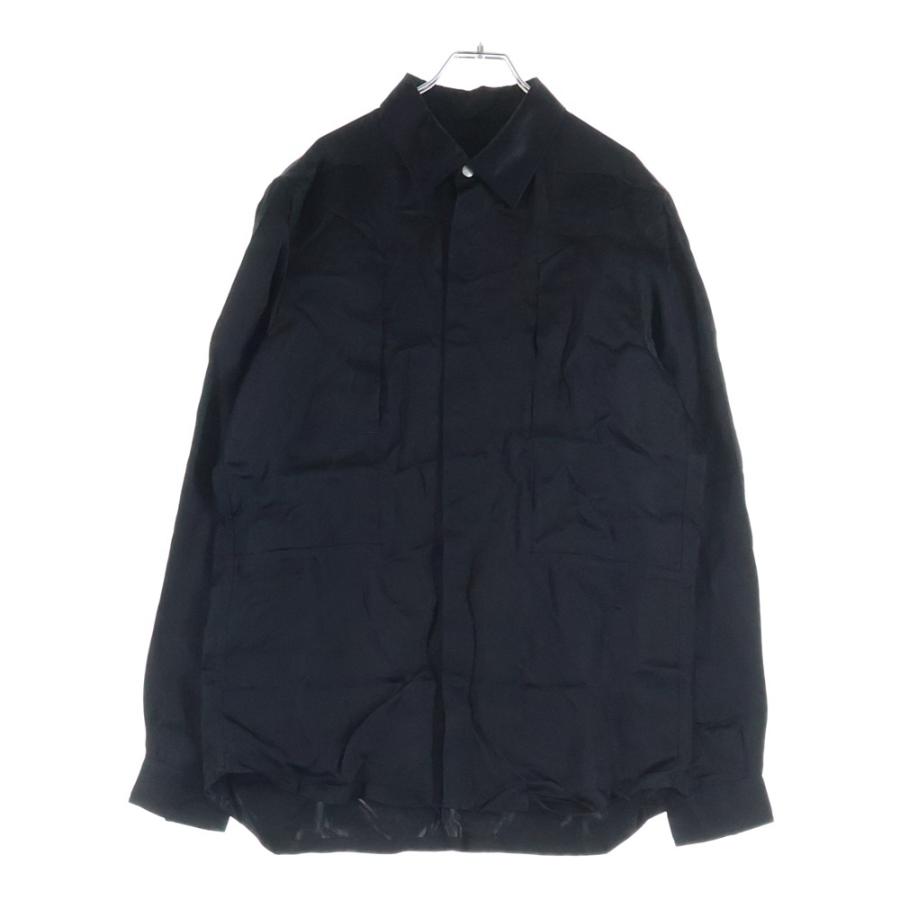 L*y様 Rick Owens リックオウエンス　 黒 長袖シャツ　ノーカラーシ Rick Owens（リック・オウエンス） FOGPOCKET OUTERSHIRT 長袖シャツ