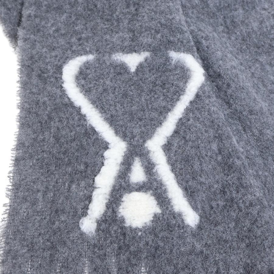AMI Alexandre Mattiussi アミアレクサンドルマテュッシ ADC OVERSIZE SCARF ストール フリンジ アルパカ ハートロゴ マフラー グレー USF422.AW0054 AMI Alexandre Mattiussi アミアレクサンドルマテュッシ ADC OVERSIZE