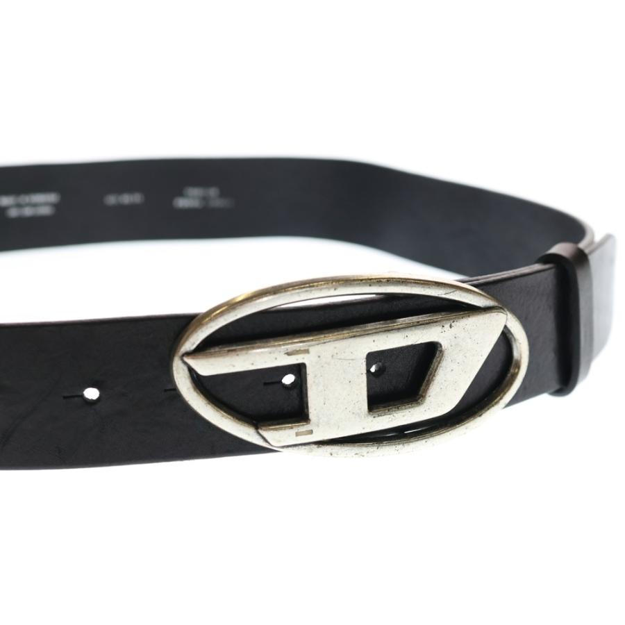 DIESEL ブラックレザーベルト ロゴバックル DIESEL（ディーゼル） ロゴバックル レザー ベルト ブラック : BRING
