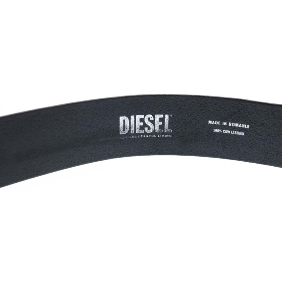DIESEL（ディーゼル） ロゴバックル レザー ベルト ブラック : BRING