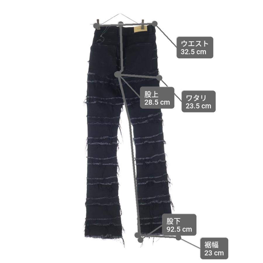 mnml X597フレアパンツ S mnml（ミニマル） X597 PANELED SKINNY STACKED DENIM ダメージ加工