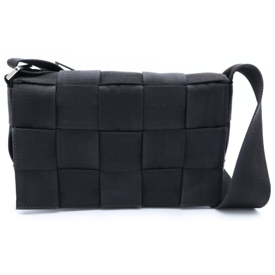 美品　ボッテガヴェネタ　黒色　キャンバス　メッセンジャーバッグ　ショルダーバッグ BOTTEGA VENETA（ボッテガ・ヴェネタ） カセット スモール マキシ