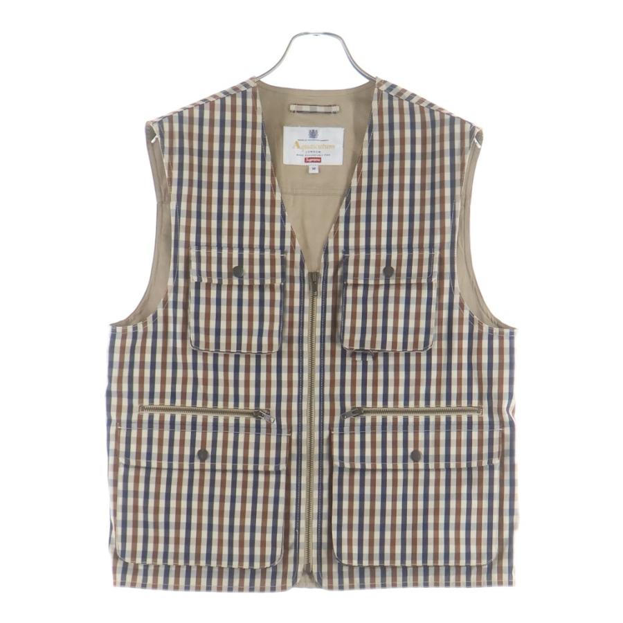 SUPREME シュプリーム 16AW ×Aquascutum Club Check Water Proof Utility Vest アクアスキュータム クラブチェック柄 防水ユーティリティベスト ベージュ Supreme（シュプリーム） 16AW ×Aquascutum Club Check Water Proof