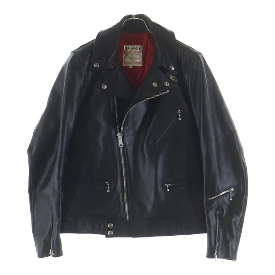 ルイスレザー　タイトフィットサイクロン　38 Black x Navy ルイスレザー サイクロン タイトフィット リアル ハイド ジップアップ