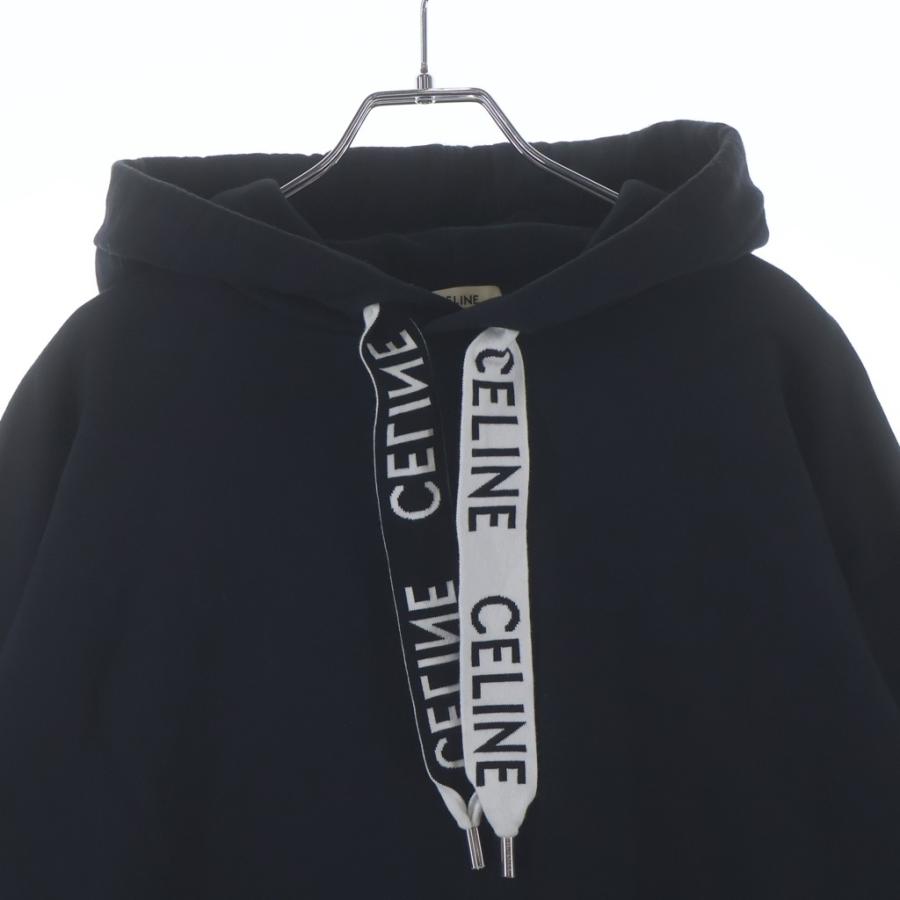 CELINE - CELINE セリーヌ 21AW Loose Sweatshirt In Cotton Fleece ドローコード フーディー スウェット プルオーバーパーカー ブラック 2Y468670Q CELINE（セリーヌ） 21AW Loose Sweatshirt In Cotton Fleece ドロー