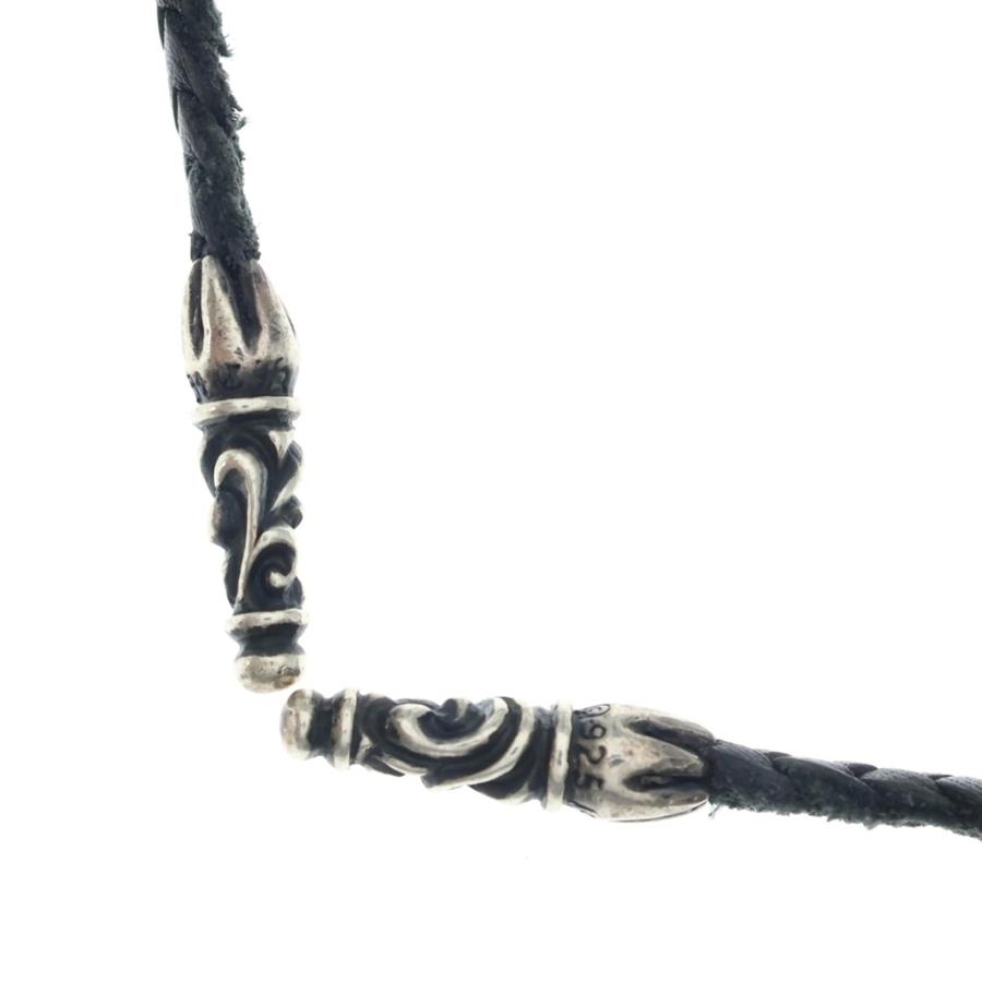クロムハーツ　レザーブレードネックレス CHROME HEARTS（クロムハーツ） LEATHER BRAID SCROLL ネックレス