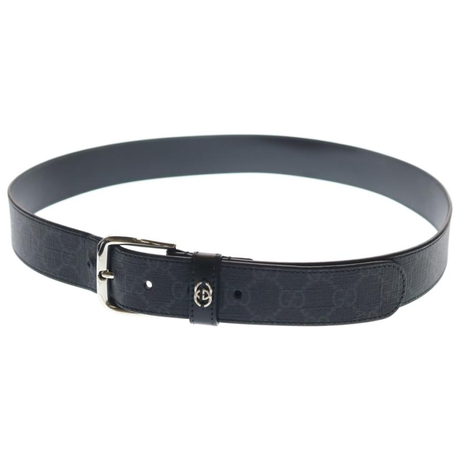 GUCCI（グッチ） インターロッキングG ディテール付き ベルト ブラック