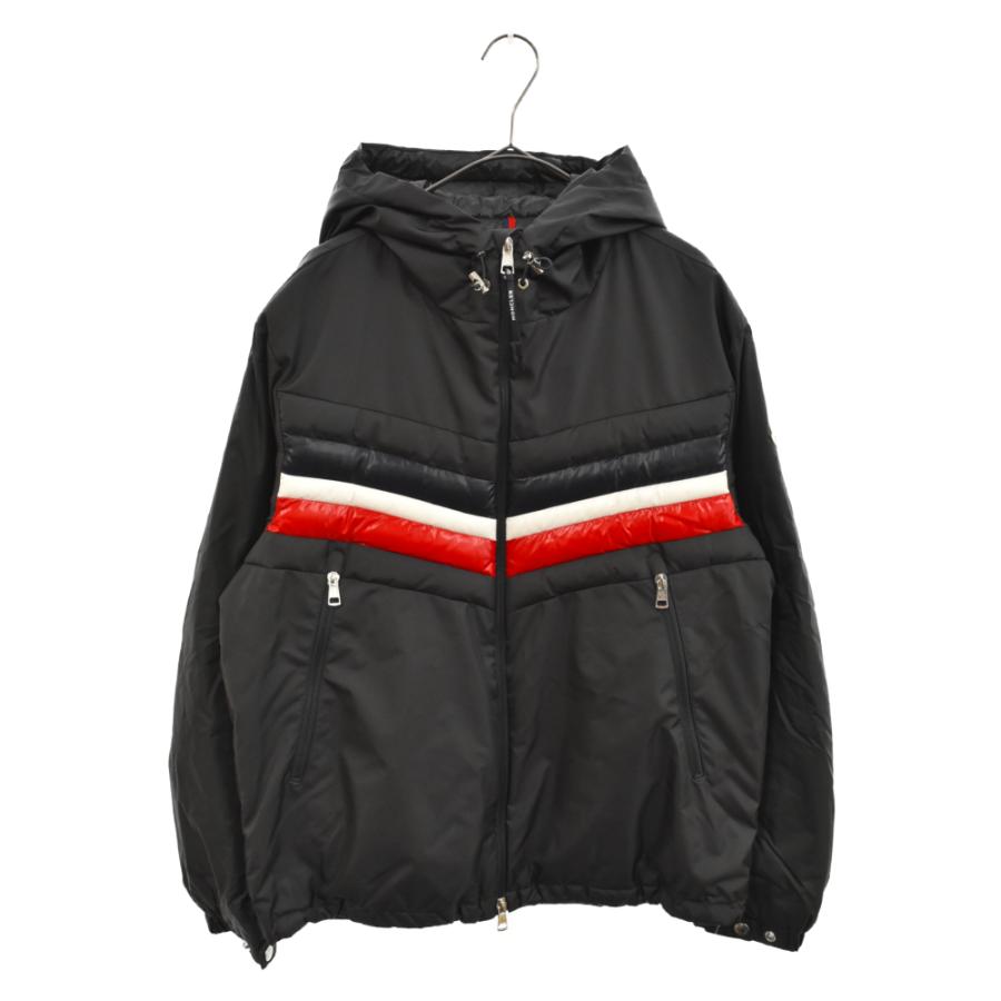 Moncler 黒 ジップアップ フード付きジャケット ナイロンジャケット
