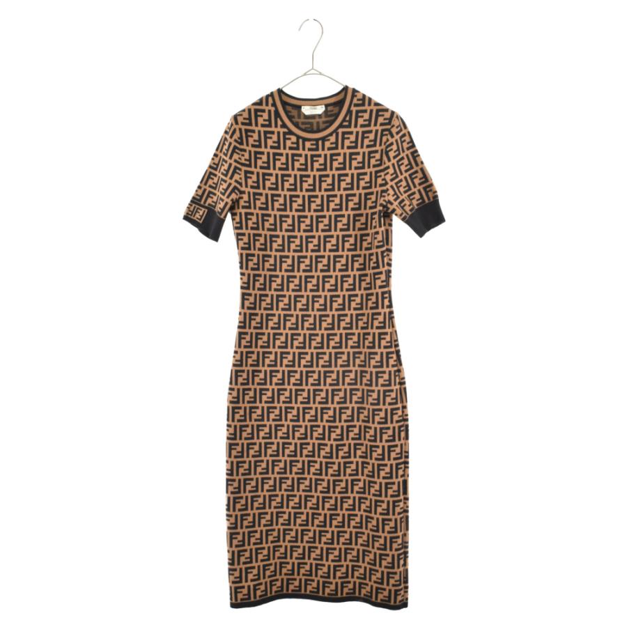 FENDI フェンディ ズッカ柄ニットロングワンピース FZD753 A5QG FENDI フェンディ ズッカ柄ニットロングワンピース FZD753 A5QG