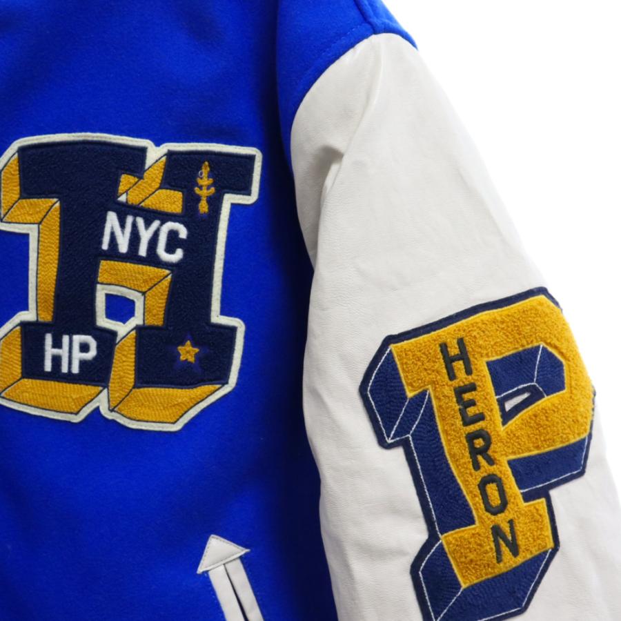 HERON PRESTON ヘロンプレストン 22AW 袖レザー切り替えワッペン付き 