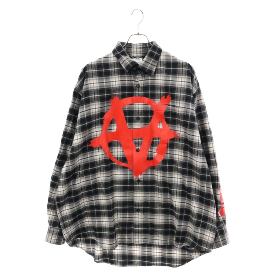 VETEMENTS ヴェトモン 22AW Double Anarchy Flannel Shirt 袖 VETEMENTS ヴェトモン 22AW Double Anarchy Flannel Shirt 袖