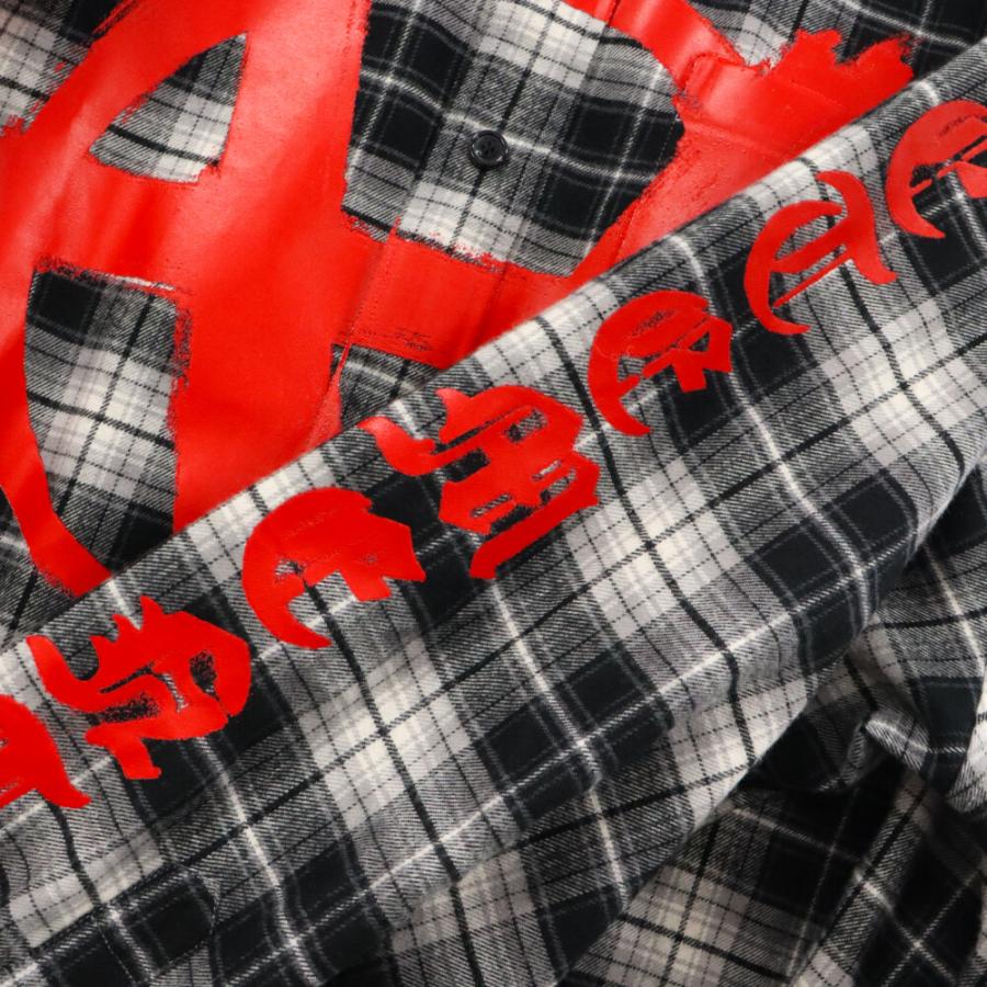 VETEMENTS ヴェトモン 22AW Double Anarchy Flannel Shirt 袖ロゴ アナーキーロゴ フランネル 長袖チェックシャツ ホワイト/ブラック｜shopbring｜04