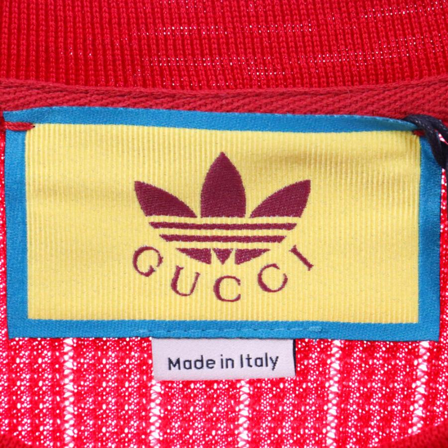 GUCCI グッチ×adidas Line Logo T-Shirt×アディダス サイドライン ワンポイントロゴ刺繍 半袖Tシャツ レッド 700486 XJEJT｜shopbring｜03