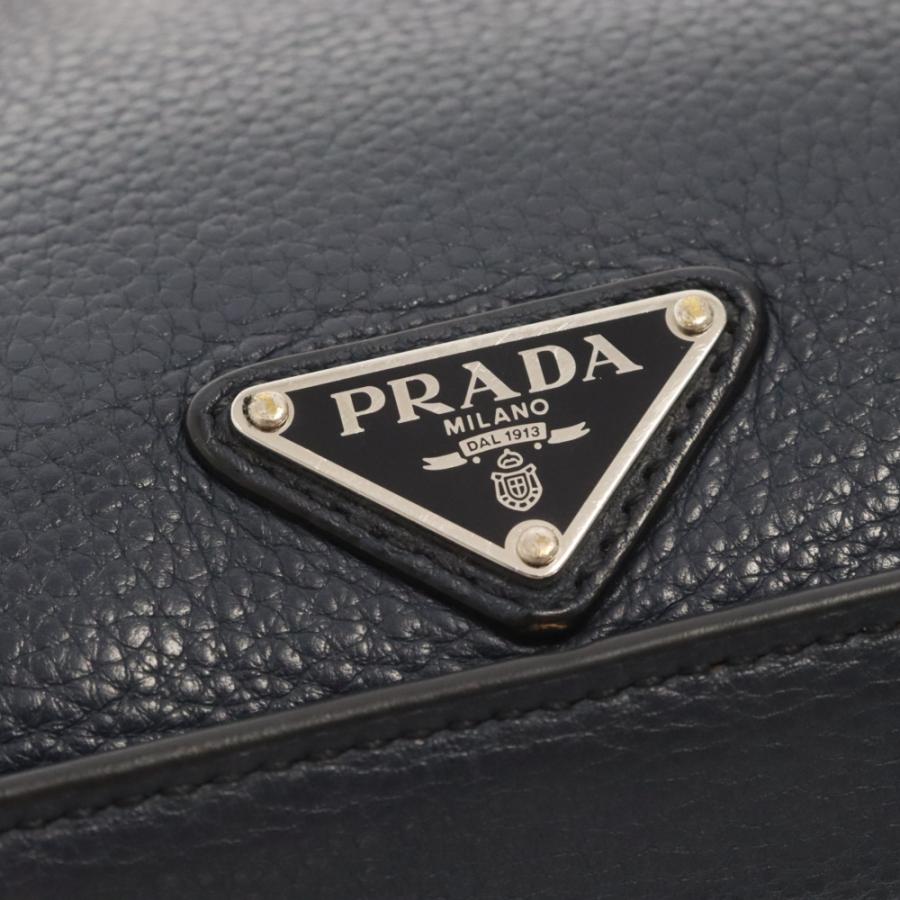 PRADA プラダ VITELLO レザー セカンド クラッチバッグ ネイビー 