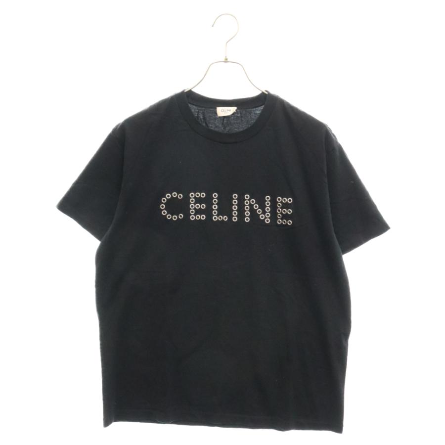 CELINE セリーヌ ルーズスタッズロゴ 半袖Tシャツ カットソー ブラック  