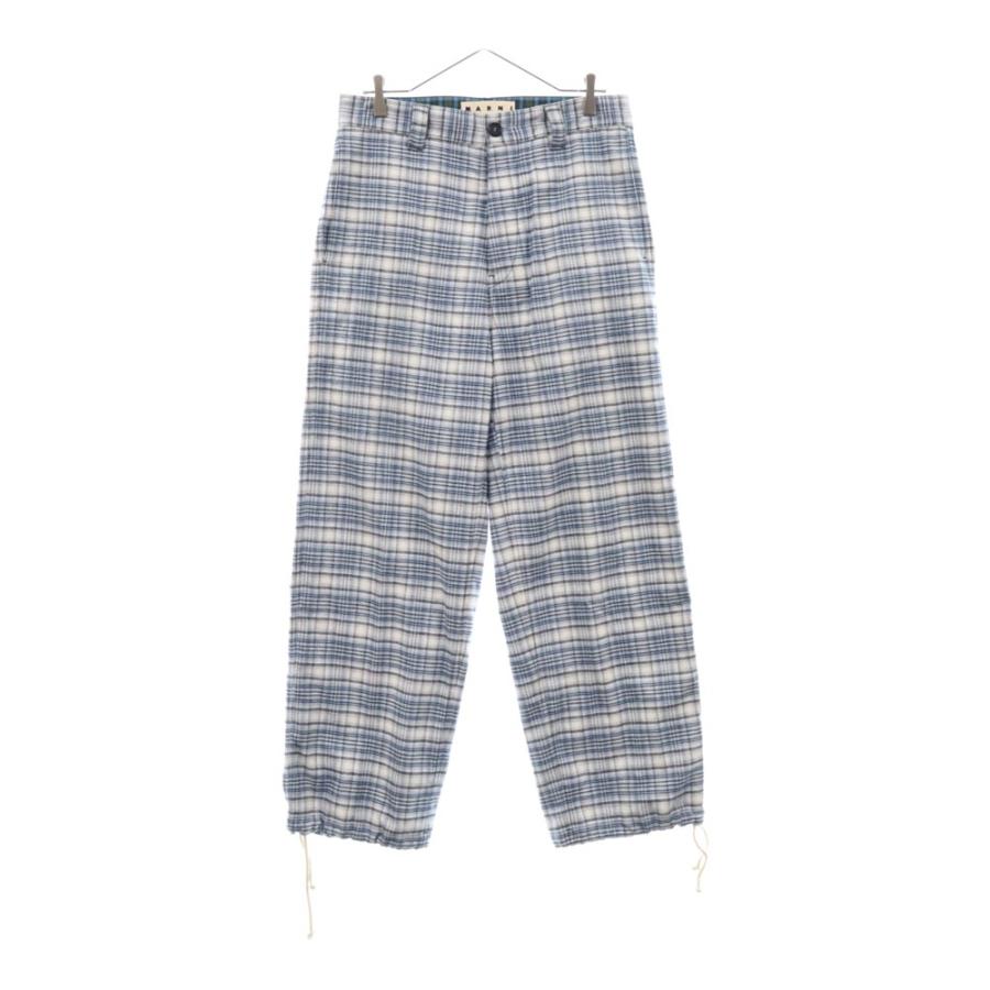 MARNI マルニ 21AW 裾ドローコードコットンチェックロングパンツ 