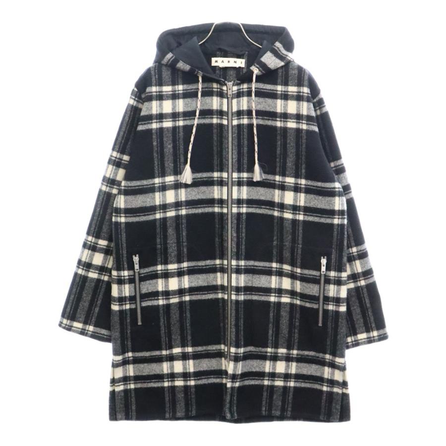 MARNI マルニ チェック柄 ウール ジップアップフーデッドコート MARNI マルニ チェック柄 ウール ジップアップフーデッドコート