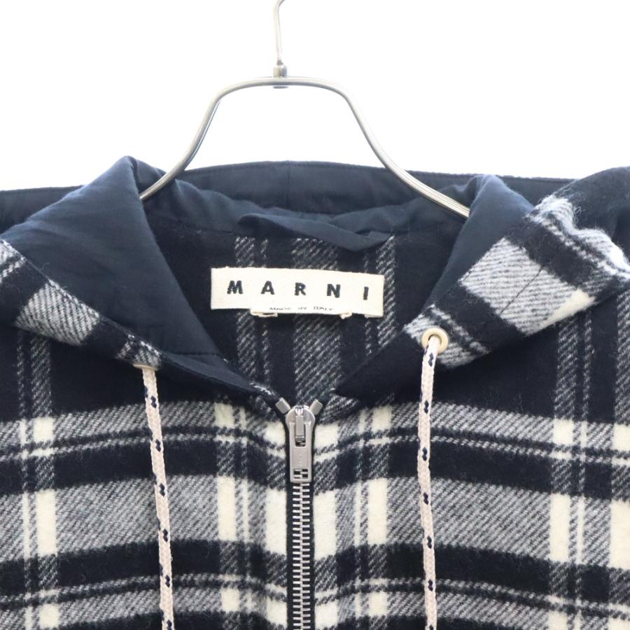 MARNI マルニ チェック柄 ウール ジップアップフーデッドコート MARNI マルニ チェック柄 ウール ジップアップフーデッドコート