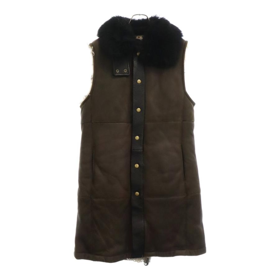 MARNI マルニ ラムレザーファー ロングベスト ブラウン  