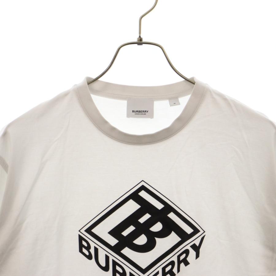 BURBERRY バーバリー 半袖シャツ ホワイト ロゴプリント 38 BURBERRY（バーバリー） スクエアロゴプリント 半袖Tシャツ カットソー