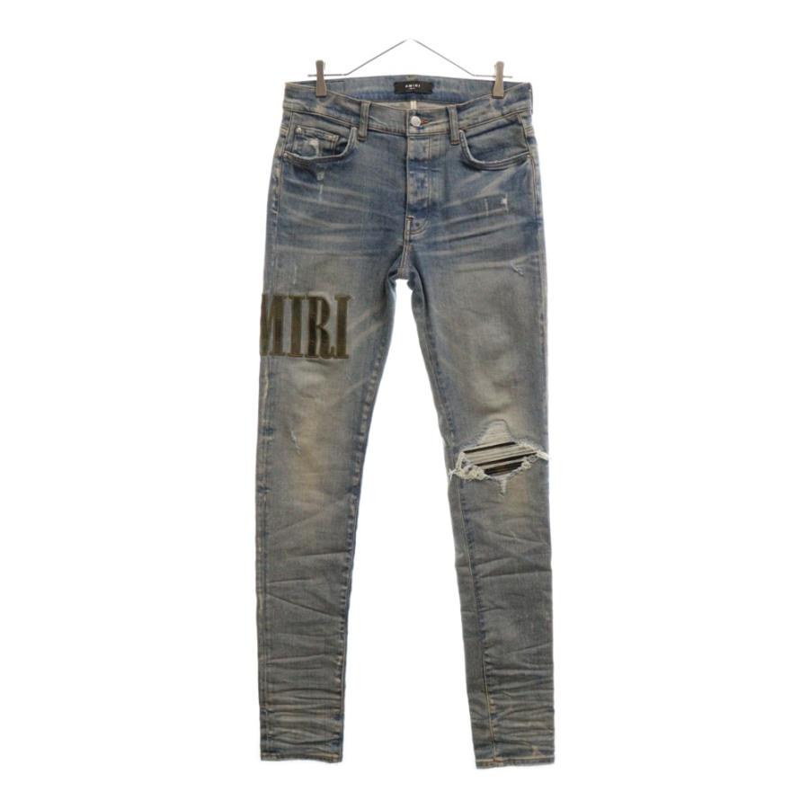 AMIRI アミリ 23SS ロゴパッチダメージデニムパンツ インディゴ SS23MDS002 AMIRI（アミリ） 23SS ロゴパッチダメージデニムパンツ インディゴ