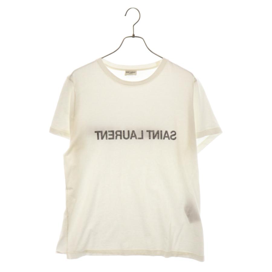 SAINT LAURENT PARIS サンローランパリ 両面ロゴプリント半袖Tシャツ  