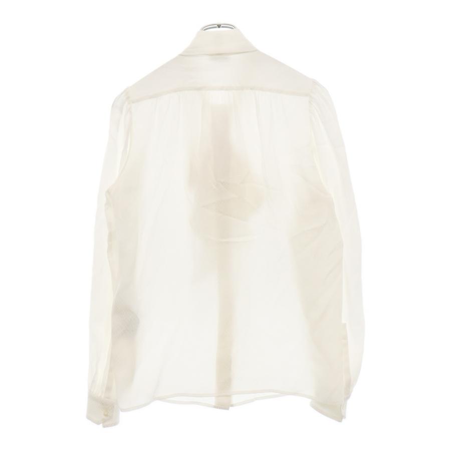 SAINT LAURENT PARIS サンローランパリ プリントボウカラー長袖シルク 