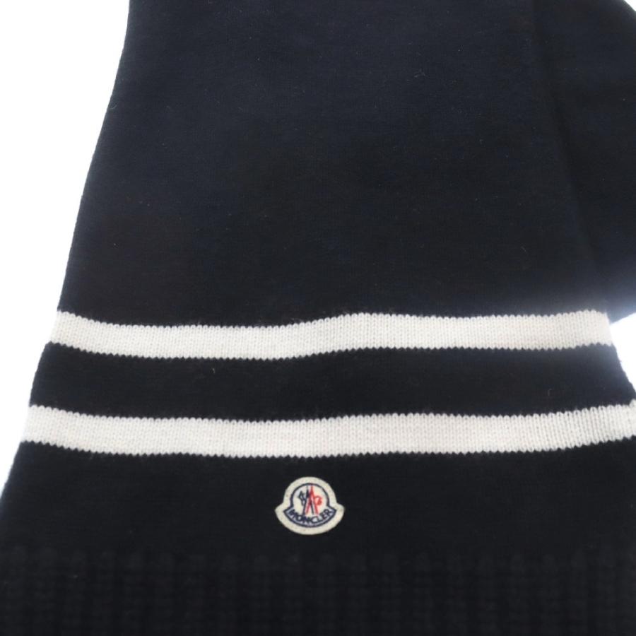 MONCLER モンクレール　ブラック×ホワイト マフラー SCIARPA MONCLER モンクレール SCIARPA TRICOT ロゴ刺繍マフラー