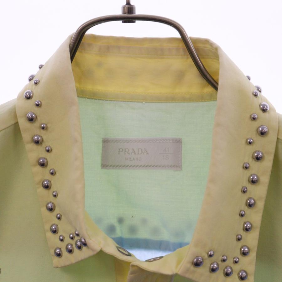 PRADA（プラダ） 12SS 半袖スタッズウエスタンシャツ イエロー/ブルー