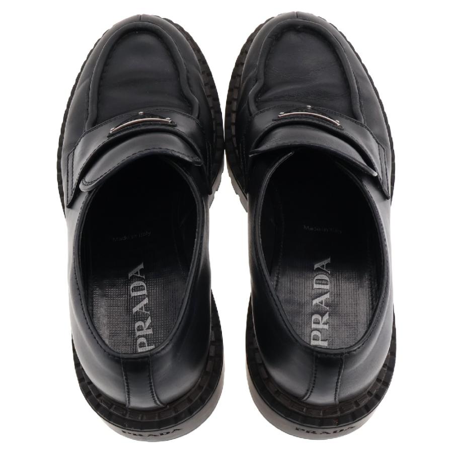 PRADA プラダ トライアングルロゴ レザーローファー ブラック PRADA プラダ トライアングルロゴ レザーローファー ブラック