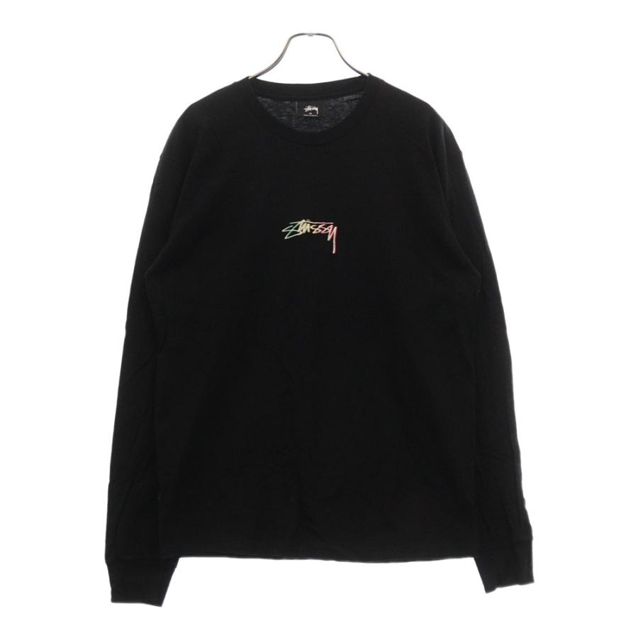 STUSSY ステューシー ラスタカラーロゴ刺繍長袖カットソー 長袖Tシャツ 