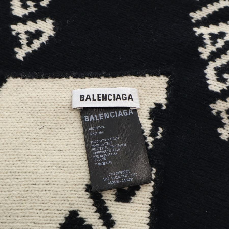 BALENCIAGA バレンシアガ ウールロゴマフラー ブラック 555276 T1471