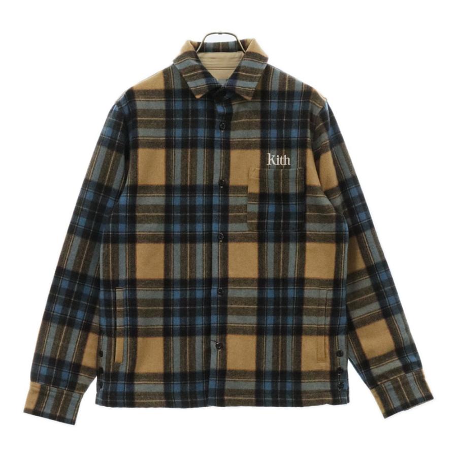 KITH（キス） 21AW Wool Flannel Shirt ロゴ刺繍ウールネルシャツ 長袖