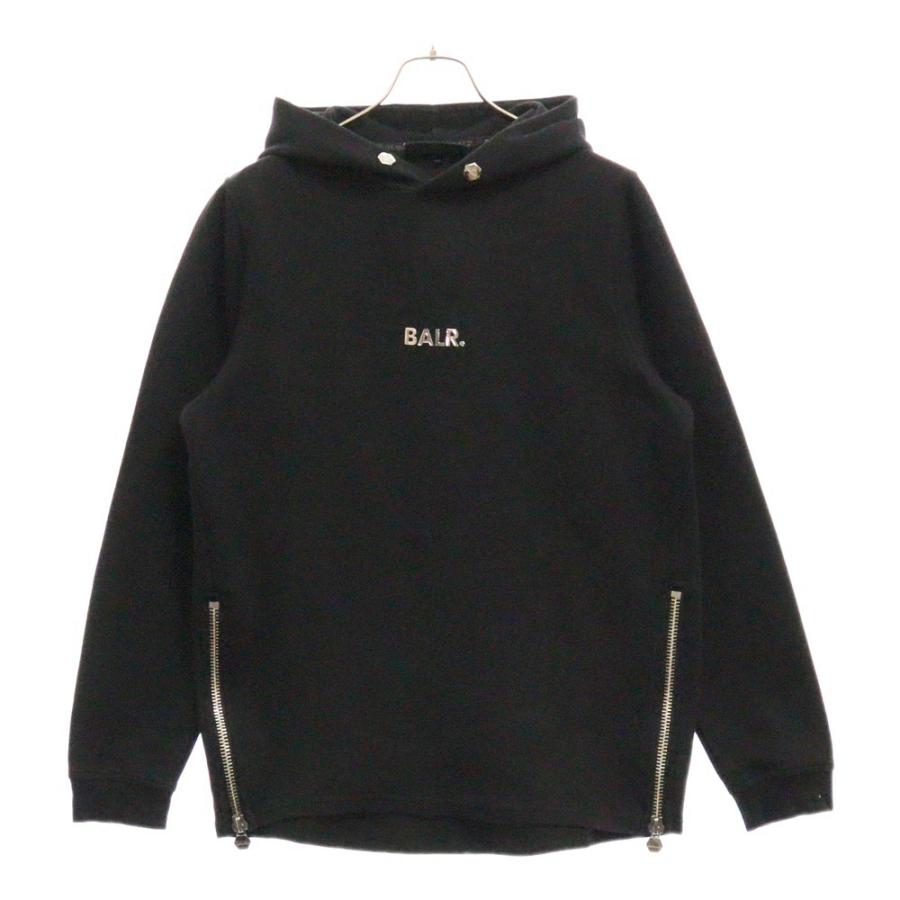『BALR.』　パーカー　メタルロゴ　サイドジップ　大人気　ブラック　【L】 BALR. ボーラー Metal Logo Hoodie メタルロゴサイドジッププル