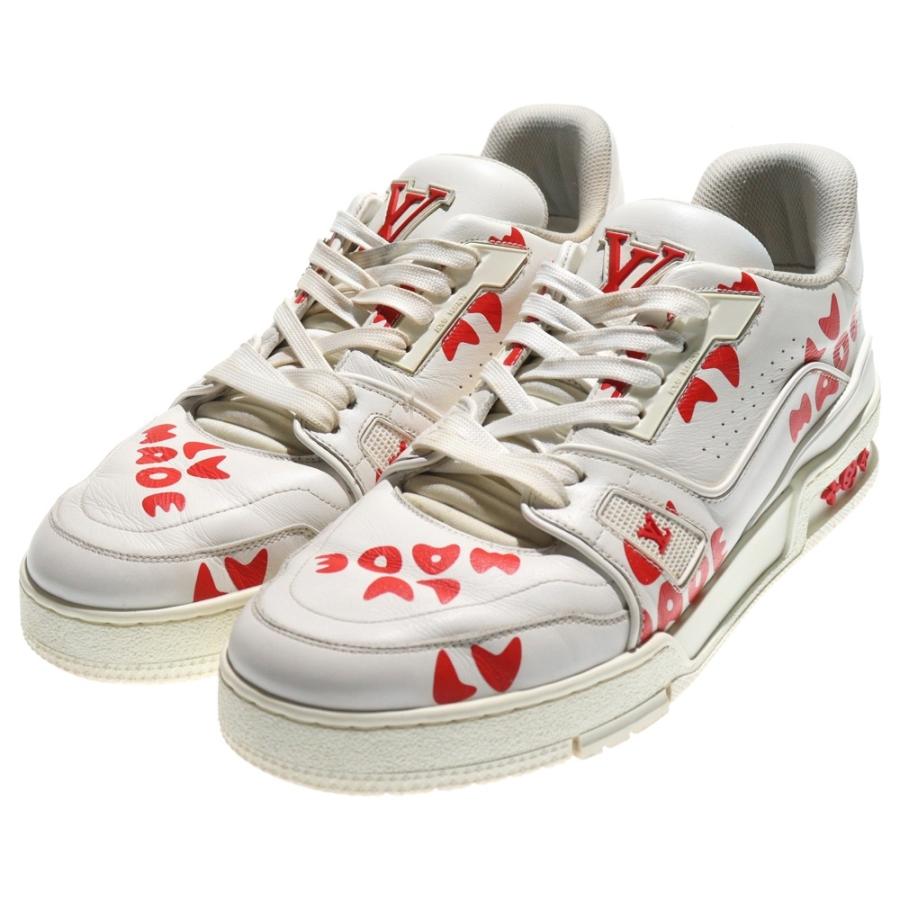 ルイヴィトン LVトレイナーライン NIGOコラボスニーカー メンズ レザー 白 LOUIS VUITTON（ルイ・ヴィトン） ×NIGO ニゴ LVトレイナー・ライン