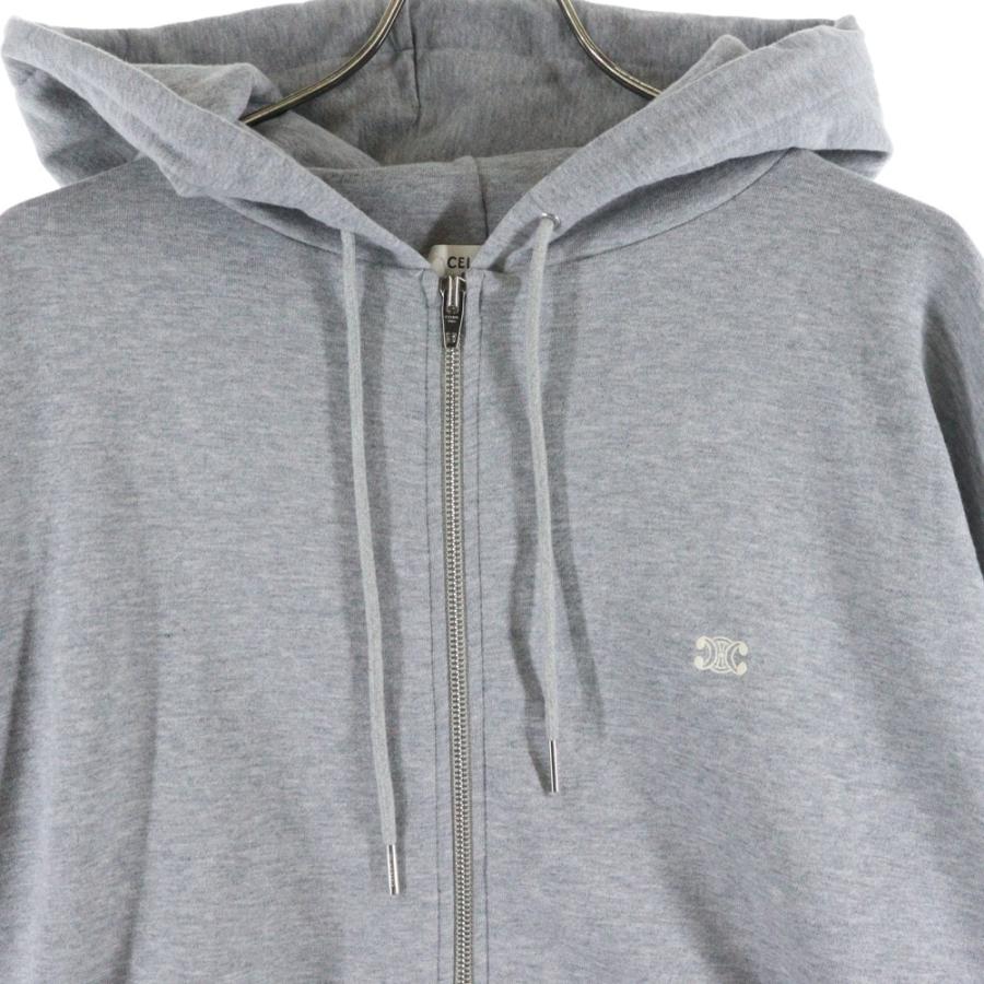 セリーヌ グレー パーカー CELINE セリーヌ フロッキーロゴプリント パーカー