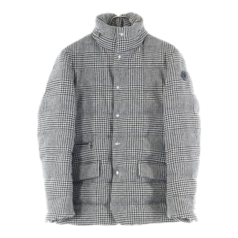 MONCLER モンクレール 20AW BESS GIACCA べス マルチフラップポケット グレンチェック ショルダーロゴデザイン ジップアップダウンジャケット ホワイト/ブラック F20911B53300 MONCLER（モンクレール） 20AW べス マルチフラップポケット グレン