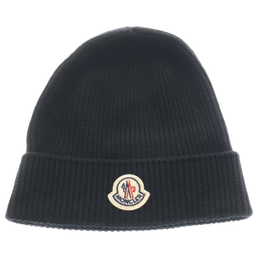【元値55000円】MONCLERニット帽 MONCLER（モンクレール） BERRETTO TRICOT ロゴ刺繍ニット帽 ビーニー