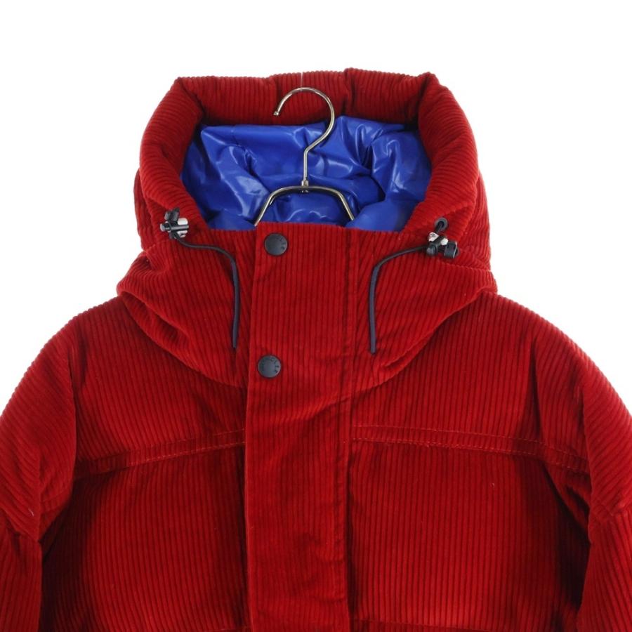 MONCLER 赤 コーデュロイ ダウンジャケット Red Couyere Hooded Short Down Jacket - Short Down Jackets for Men