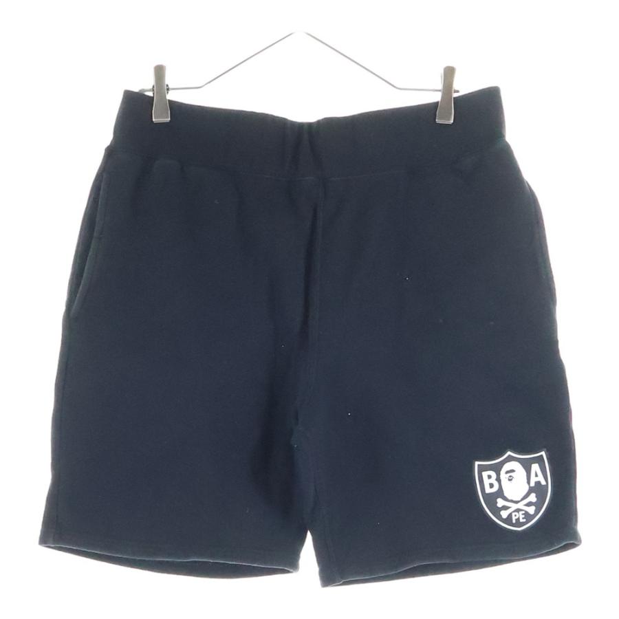 アベイシングエイプ ベイプ ロゴ ショートパンツ ブラック XSサイズ A BATHING APE（アベイシングエイプ） フロントロゴプリントハーフ