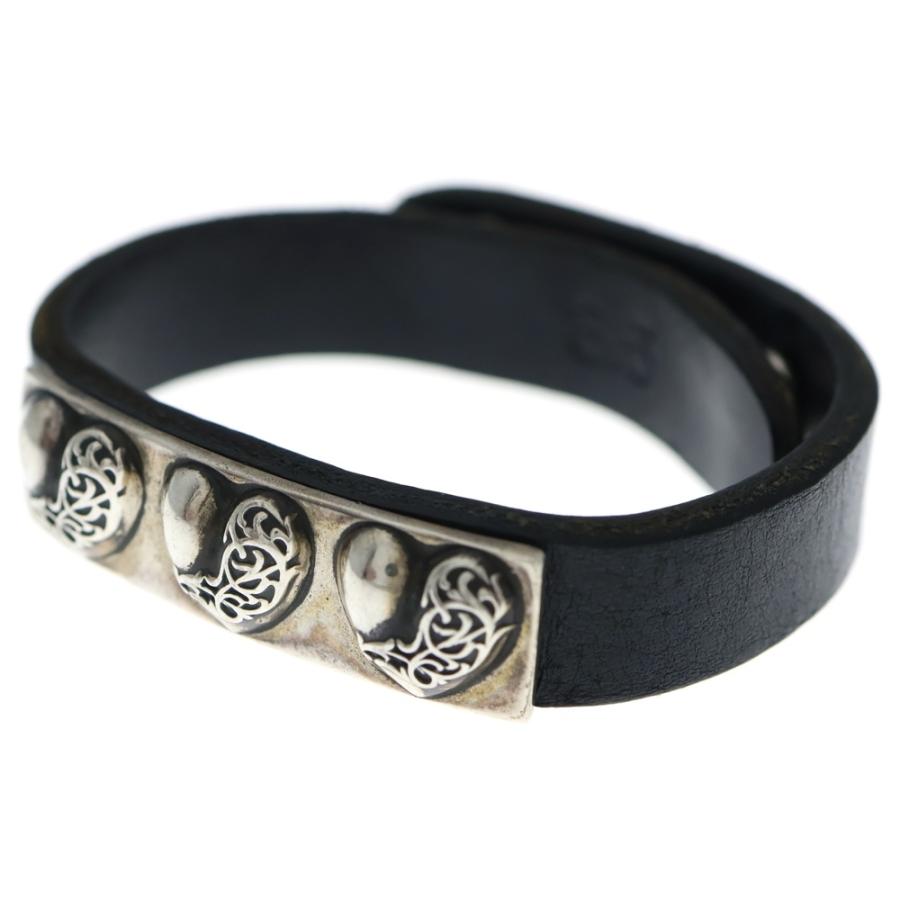 【本日限定】Chrome Hearts クロムハーツ レザーブレスレット クロムハーツゼロピラミッドシングルローブラックレザーブレスレット