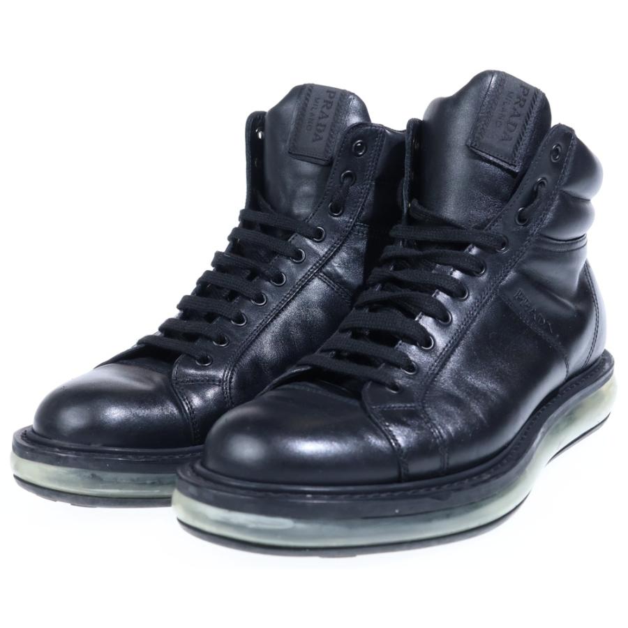PRADA（プラダ） サイドジップ レザーロゴ エアソールハイカット 