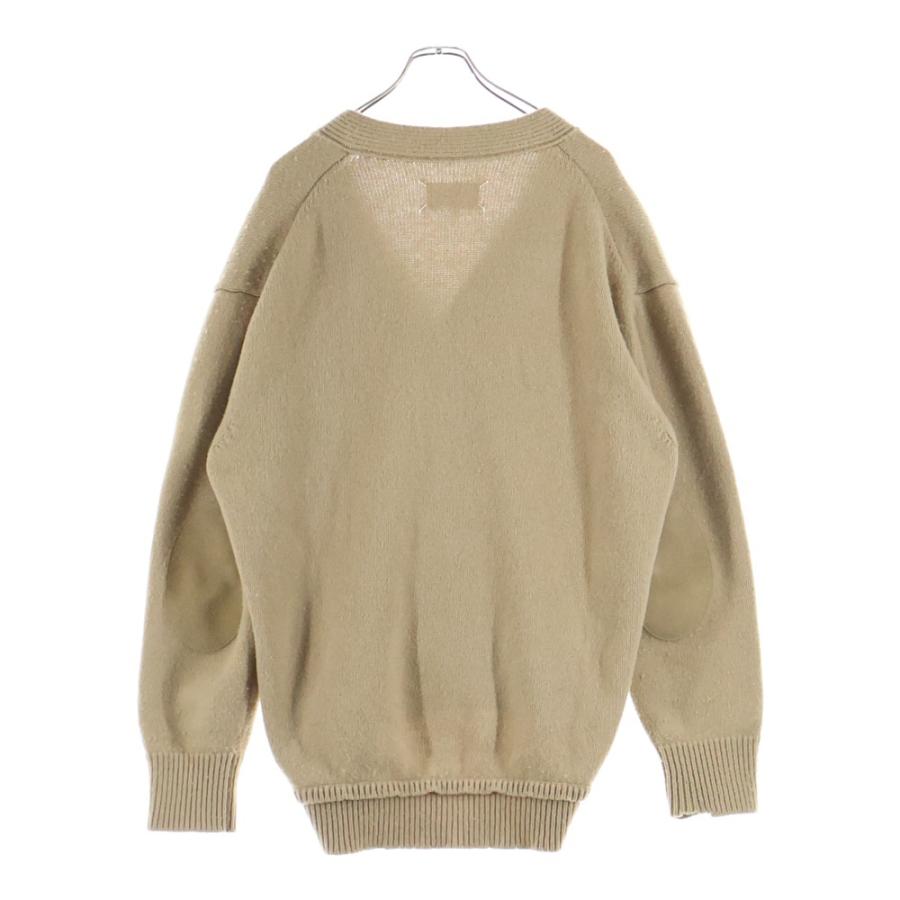 ノーブランド Maison Margiela 4 14(メゾンマルジェラ 4 14)22AW エルボーパッチ ウール ニット カーディガン ベージュ SI1GP0003 S18064